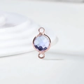 Detail of lavender round crystal birthstone connector with rose gold plating for DIY jewelry - Diameter 8mm / 10 Pieces Pack / Rose Gold Edge-June (P2415)