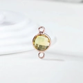 Detail view of rose gold round connector with pale yellow crystal for DIY jewelry - Diameter 8mm / 10 Pieces Pack / Rose Gold Edge-November (P2416)