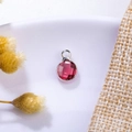 6mm rose red birthstone crystal pendant with silver metal frame for DIY jewelry - 6mm / Silver - Rose Red (October)
