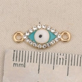 Detail von Evil Eye Legierungsverbinder mit Metalllineal zeigt 15mm Größe für DIY Schmuck - Navette Böser Blick Stil (P2579)