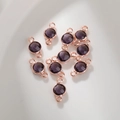 Macro-opname van paarse geboortesteen-connectors met roségouden zetting voor DIY sieraden - 6mm / Rozegoud Februari (P2455)