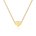 Macro view of gold heart pendant necklace featuring engraved letter C on cable chain - Letter C