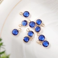 Detail of 6mm deep blue faceted birthstone charms with gold copper plating for DIY - 6mm / Gold-Blue (Sep)