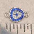 Makro-Detail des bösen Blicks Anhänger mit blau-weißen Kristallen für DIY-Schmuck - Pavé Teardrop Stil (P2582)