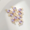 6mm vergulde paarse glazen geboortesteen connectoren voor doe-het-zelf sieraden maken - 6mm / Gouden Rand Juni (P2475)