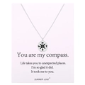 Collana con ciondolo a bussola in argento su cartolina regalo You Are My Compass - Collana Bussola Argento con Biglietto Bianco (N1073-Collana)