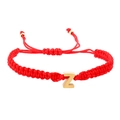 Adjustable red woven cord bracelet with a gold-plated letter Z pendant for women - Red Braided Rope Letter Z Style / Red