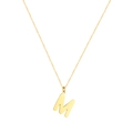 Collana con ciondolo a lettera M in acciaio inossidabile dorato lucido e catenina - Lettera M