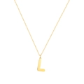 Collana minimalista in acciaio inossidabile dorato con ciondolo a lettera L lucida - Lettera L