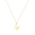 Collana minimalista in acciaio inossidabile dorato con ciondolo lettera N spazzolata - Lettera N