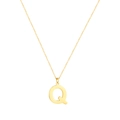 Collana in acciaio inossidabile dorato lucido con un ciondolo a lettera Q minimalista - Lettera Q