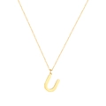 Collana minimalista in acciaio inossidabile dorato con ciondolo a lettera U maiuscola - Lettera U