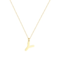 Collana minimalista in acciaio inossidabile dorato con ciondolo a lettera Y maiuscola - Lettera Y