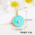 Detailed view of turquoise enamel star pendant with dimensions 1.8cm by 1.4cm - Turquoise Star Style (A0210)