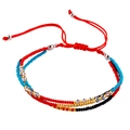 Bracelet bohème multicouche fait main avec cordon rouge et perles colorées ajustables - Nœud Coulissant Réglable (B1600) / Rouge Noir Bleu Or (B1600)