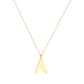 Collana minimalista in acciaio inossidabile dorato con ciondolo lucido lettera A - Lettera A