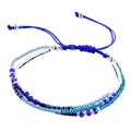 Bracelet bohème multicouche en perles bleues et blanches avec cordon ajustable - Bleu Blanc Violet (B1597)