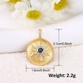 Dettaglio delle dimensioni del ciondolo stella luna oro 2,1 cm con zircone blu - Stile Pietra Preziosa Tonda Blu (A0243)