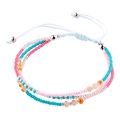 Bracelet bohème multicouche avec perles colorées et cordon bleu ajustable - Rose Bleu Orange Argent (B1593)