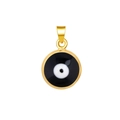 Detail of a 14k gold-plated evil eye charm with blue and white enamel for DIY jewelry - Medium / Black & White Round (A0593)