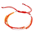 Bracelet multicouche bohème fait main avec perles de rocaille rouges et oranges - Rouge Blanc Orange Or (B1595)