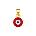 Macro detail of red enamel evil eye pendant with gold plating for jewelry making - Small / Red Round Mini (A0603)