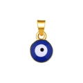 Macro view of blue evil eye charm with polished gold plating for DIY jewelry making - Small / Turkey Blue Round Mini (A0607)