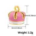 Detailed size specifications for a pink enamel crown pendant with gold frame accents - Pink Crown (A0375)