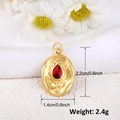 Detailed view of tulip pendant with red drop gemstone measuring 2.2cm in height - Gold Relief Red Tulip Style (A0289)