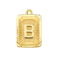 Makroansicht des goldenen rechteckigen Anhängers mit geprägtem Buchstaben B und Sonnenstrahl - Buchstabe B Stil (A0422-B)