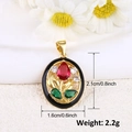 Macro detail of rose flower pendant with dimensions 2.1cm height and 1.6cm width - Black Border Red Rose Style (A0291)