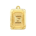 Makroansicht des goldenen rechteckigen Anhängers mit geometrischem Muster und Sonnenstrahl - Buchstabe G Stil (A0427-G)
