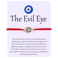 Evil Eye braided red cord bracelet with gold plated diamond palm charm on display card - Textured Round Eye (B0017)