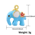 Joli pendentif éléphant en émail bleu ciel avec fleur rose et mesures incluses - Éléphant Bleu Ciel (A0384)