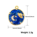 Enamel star and moon circular pendant dimensions showing 16mm height and 14mm width - Starry Sky Theme Round Pendant (A0108)