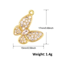 Detailed view of a gold butterfly pendant with crystals, sized 17mm x 15mm and 1.4g weight - Butterfly Shape Pendant (A0253)