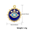 Detailed view of evil eye gold pendant with dimensions 18mm by 16mm and blue enamel inlay - Evil Eye Round Pendant (A0540)
