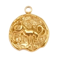 18k gold plated stainless steel zodiac pendant with vintage embossed unicorn design - Unicorn Relief (SS0049)