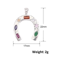 Silver horseshoe pendant with colorful zirconia gems, 22x17mm jewelry accessory - Colorful Gem Horseshoe Pendant (A0548)