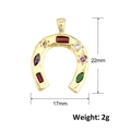 Luxurious gold horseshoe pendant with colorful gemstones and precise size dimensions - Bohemian Multi-color Horseshoe Pendant (A0549)