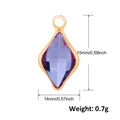 15mm Gold-plated purple diamond glass pendant for DIY necklaces and bracelets - Purple Rhombus Style (A0308)