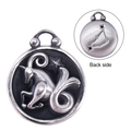 Macro view of vintage stainless steel Capricorn zodiac pendant with constellation detail - Capricorn (SS0084)