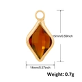 Rhombic gold plated copper pendant with amber glass gemstone and 15mm size dimensions - Amber Rhombus Style (A0309)