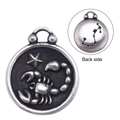 Retro stainless steel Scorpio pendant with embossed zodiac icon and starry back detail - Scorpio (SS0086)