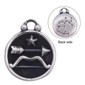 Detailed macro view of retro Sagittarius zodiac pendant with embossed star and bow patterns - Sagittarius (SS0087)