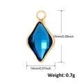 Blue faceted crystal rhombus pendant with gold metal frame for DIY jewelry making - Blue Rhombus Style (A0311)