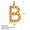 Detail van 14mm gedraaide 18K gouden letter B hanger van roestvrij staal - Letter B