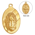 Vue détaillée du pendentif religieux doré double face Vierge Marie et Saint-Benoît - Vierge Marie Religieuse Recto-Verso (SS0150)