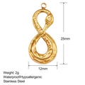 Détail du pendentif infini en acier inoxydable plaqué or 18k avec dimensions 25x12mm - Symbole de l'Infini Serpent (SS0151)