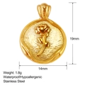 Collier avec pendentif rose en relief 3D en acier inoxydable étanche de 19x14mm - Pièce Ronde Relief Rose (SS0154)
